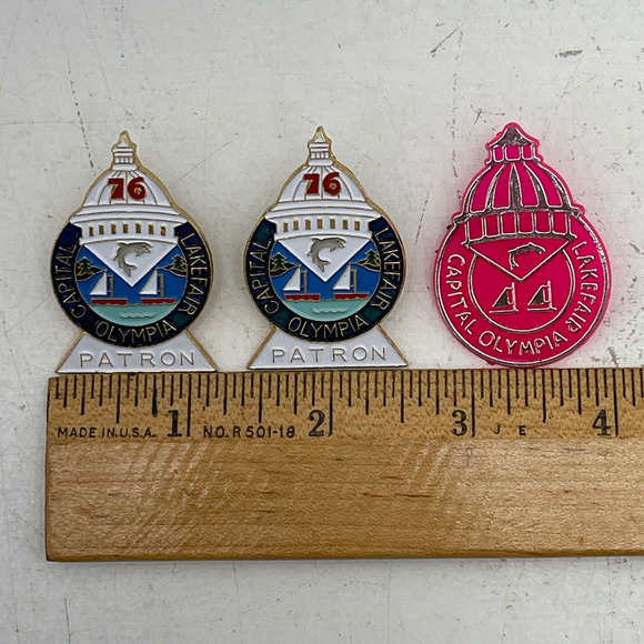 1976 Capital Lakefair Lapel Pin Olympia Washington Souvenir Enamel Pinback 3 PCS - Picture 3 of 3